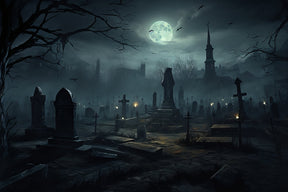 Halloween Spooky Night Graveyard Tombstones Backdrop RR7-28 – Dbackdrop