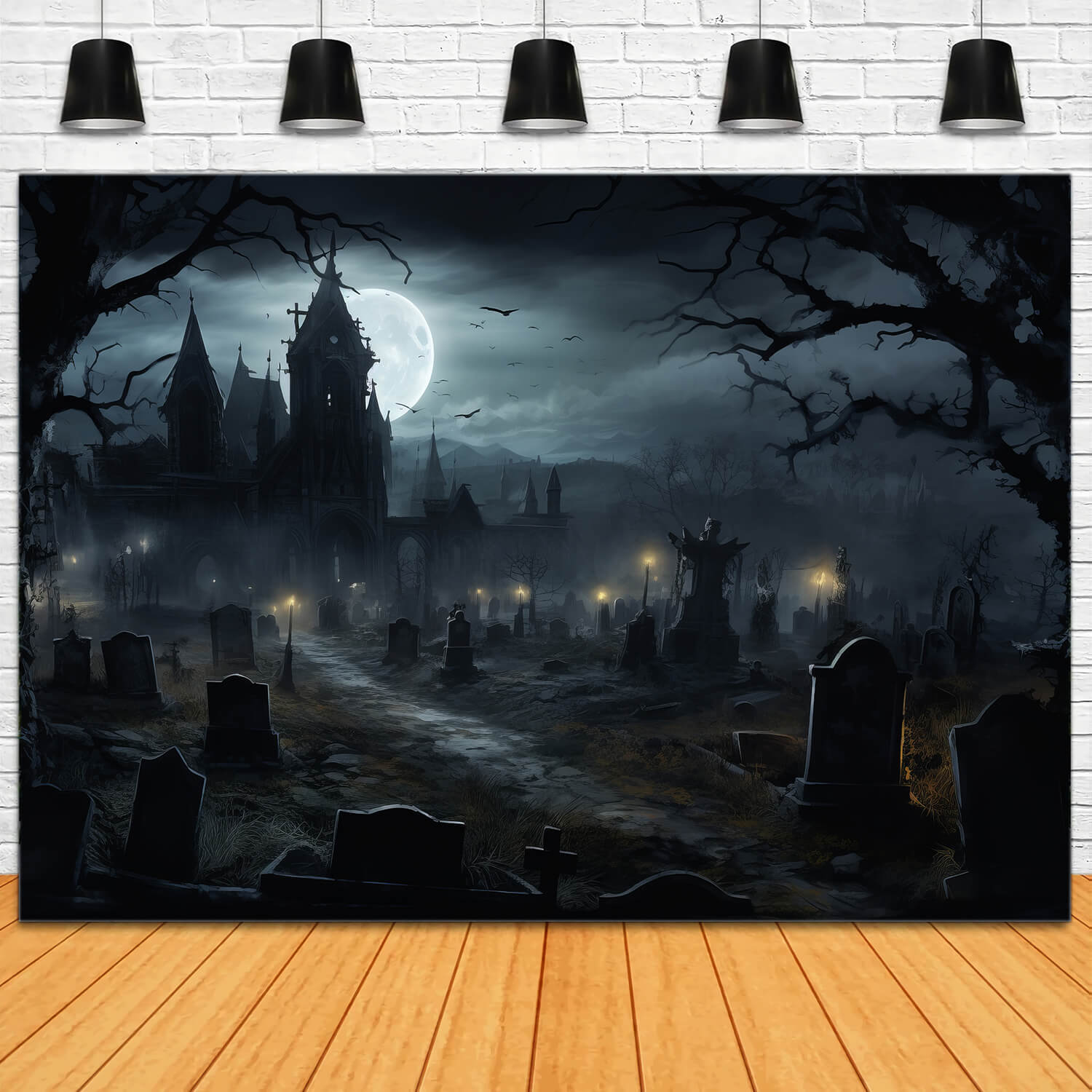 Scary Haunted Castle Halloween Photography Backdrop RR7-29