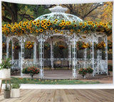 Sunflower Adorned Gazebo Autumn Park Backdrop RR7-294