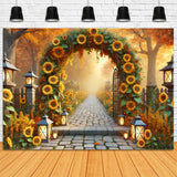 Sunflower Archway Lanterns Fall Garden Backdrop RR7-295