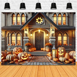 Halloween Pumpkin Lanterns Victorian House Backdrop RR7-299