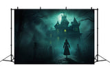 Halloween Spooky Haunted Mansion Moon Backdrop RR7-30