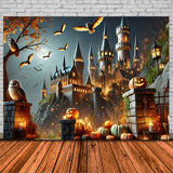 Halloween Pumpkin Lanterns Enchanted Castle Backdrop RR7-300