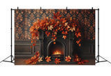 Autumn Leaves Elegant Fireplace Backdrop RR7-303