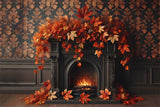 Autumn Leaves Elegant Fireplace Backdrop RR7-303