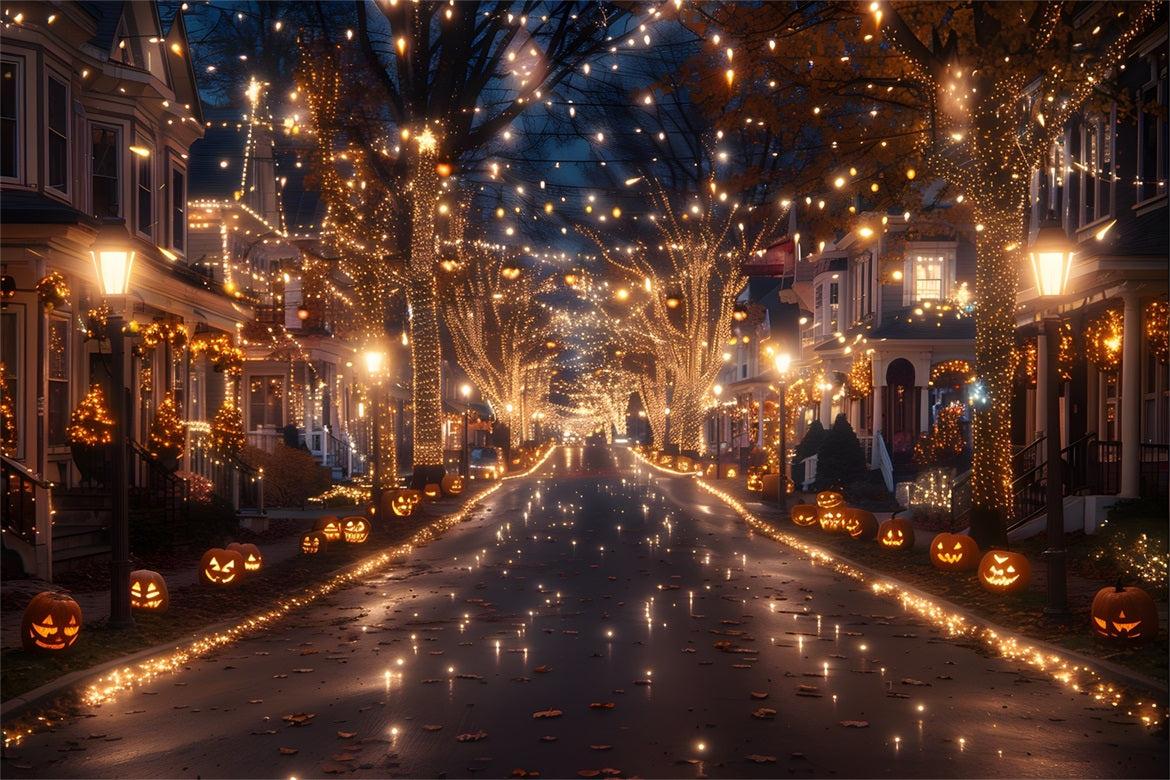 Halloween Festive Street Lights Backdrop RR7-309