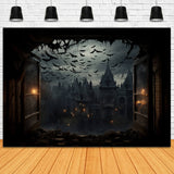 Spooky Halloween Castle Bats Photography Backdrop RR7-31