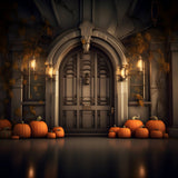 Elegant Fall Entrance Pumpkins Lanterns Backdrop RR7-311