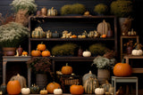 Cozy Autumn Display Pumpkins Flowers Backdrop RR7-314