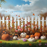 Whimsical Fall Garden Pumpkins Flowers Backdrop RR7-315