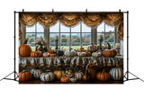 Fall Window Display Pumpkins Candles Backdrop RR7-317