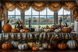 Fall Window Display Pumpkins Candles Backdrop RR7-317