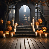 Haunted Porch Pumpkin Lanterns Backdrop RR7-319