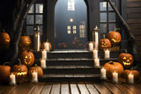 Haunted Porch Pumpkin Lanterns Backdrop RR7-319