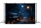 Halloween Full Moon Night Pumpkin Lanterns Backdrop RR7-32