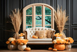 Autumn Elegance Pumpkins Wheat Backdrop RR7-322