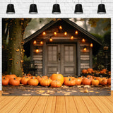 Autumn Evening Cozy Cabin Pumpkins Backdrop RR7-326