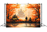 Halloween Enchanted Forest Mansion Backdrop RR7-328