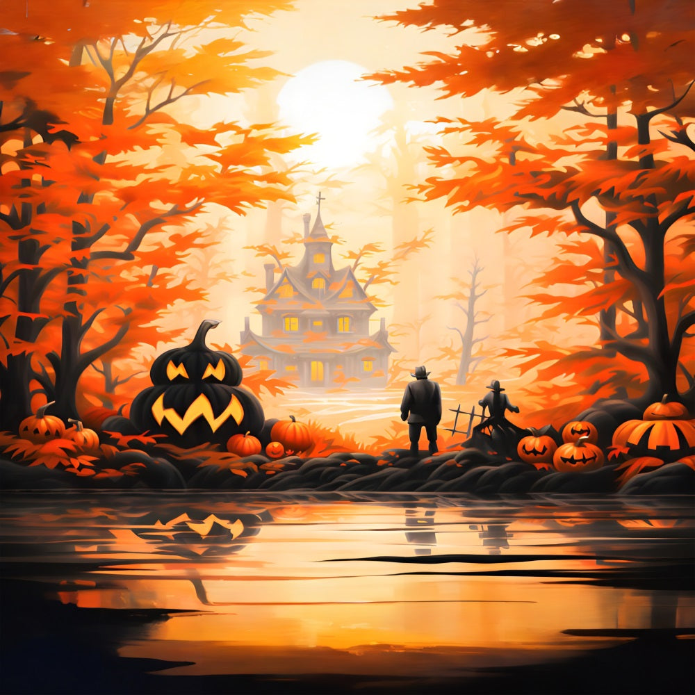 Halloween Enchanted Forest Mansion Backdrop RR7-328