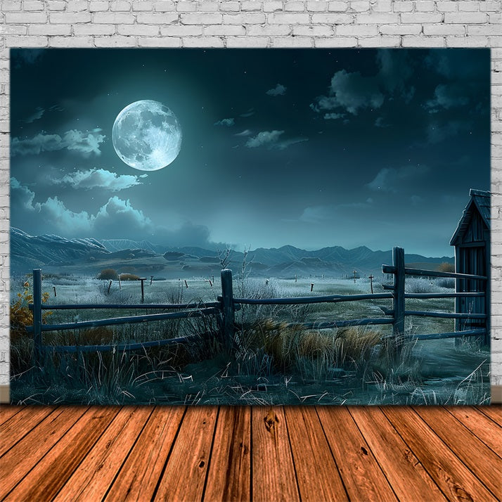 Moonlit Haunted Farmland Halloween Backdrop RR7-329