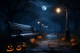 Halloween Full Moon Night Pumpkin Lanterns Backdrop RR7-32