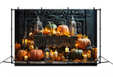 Halloween Pumpkin Lantern Display Ornate Backdrop RR7-330