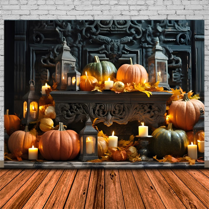 Halloween Pumpkin Lantern Display Ornate Backdrop RR7-330