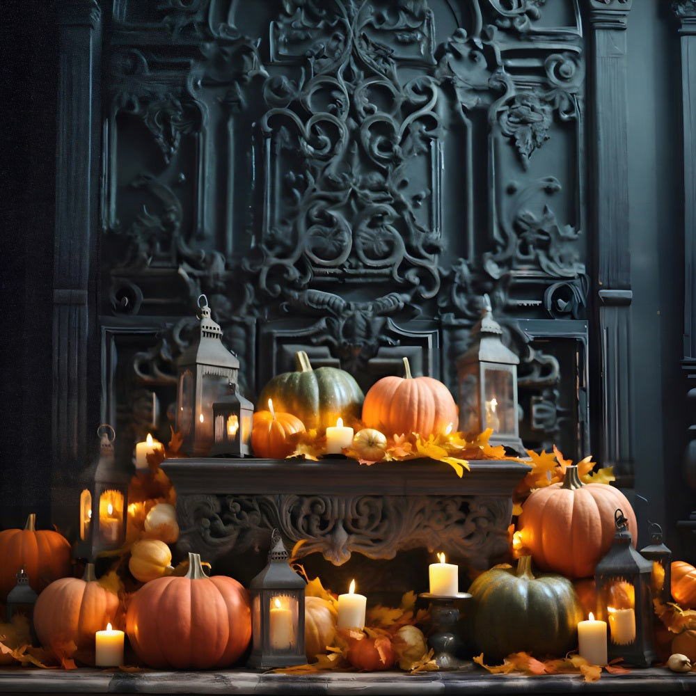 Halloween Pumpkin Lantern Display Ornate Backdrop RR7-330