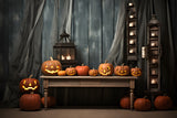 Halloween Rustic Pumpkin Lantern Candlelit Backdrop RR7-331