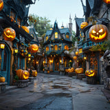 Halloween Enchanted Village Pumpkin Lanterns Backdrop RR7-333