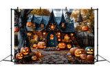 Halloween Pumpkin Lanterns Enchanted Village Backdrop RR7-335