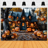 Halloween Pumpkin Lanterns Enchanted Village Backdrop RR7-335