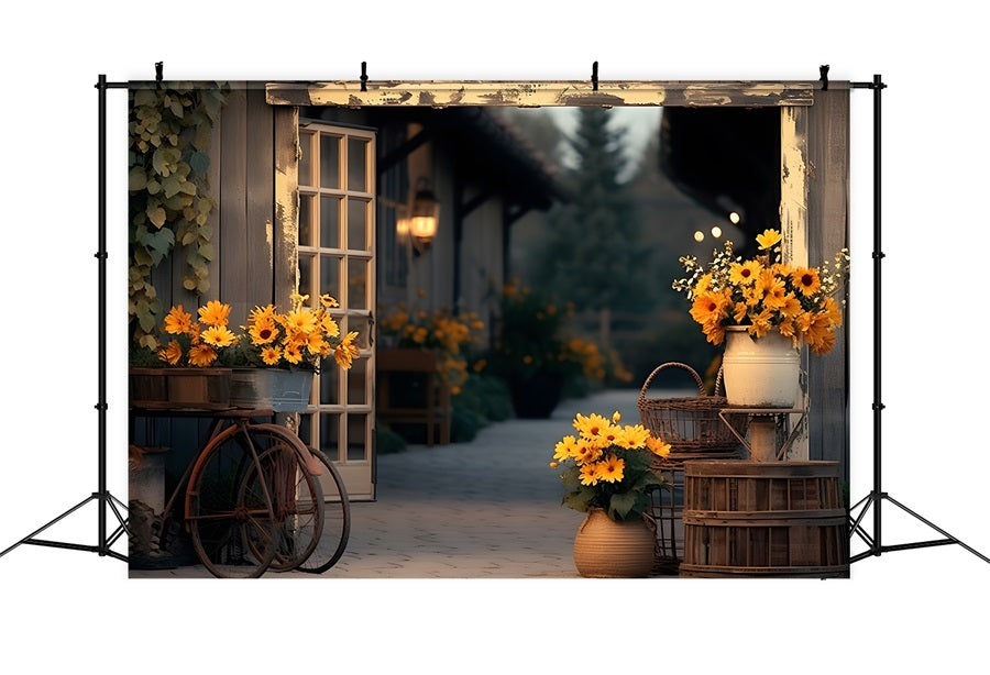 Autumn Farmhouse Sunflowers Backdrop RR7-339