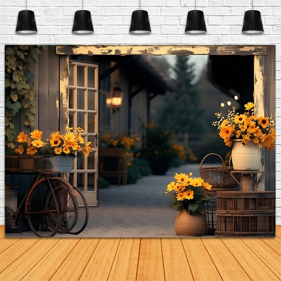 Autumn Farmhouse Sunflowers Backdrop RR7-339