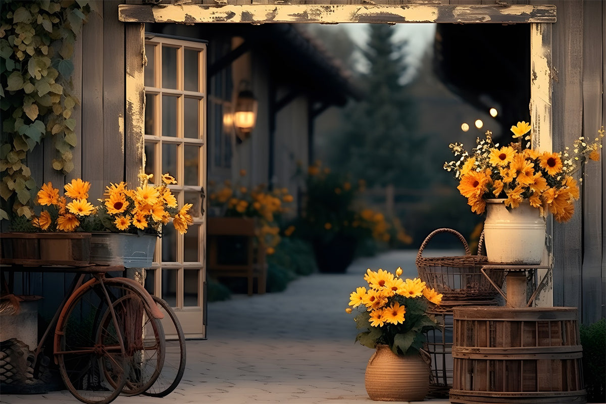 Autumn Farmhouse Sunflowers Backdrop RR7-339