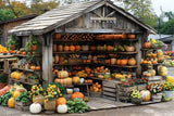 Rustic Autumn Harvest Shed Pumpkins Backdrop RR7-345