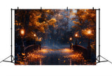 Magical Autumn Night Lamp Bridge Backdrop RR7-348