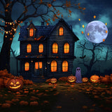 Halloween Haunted House Lanterns Ghost Backdrop RR7-350