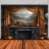 Mystical Autumn Fireplace Scenic View Backdrop RR7-352