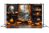 Fall Jack-o'-Lanterns Fireplace Setting Backdrop RR7-354