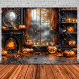 Fall Jack-o'-Lanterns Fireplace Setting Backdrop RR7-354