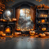 Fall Jack-o'-Lanterns Fireplace Setting Backdrop RR7-354