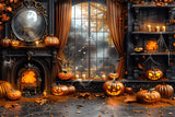 Fall Jack-o'-Lanterns Fireplace Setting Backdrop RR7-354