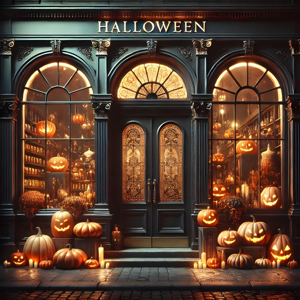 Halloween Pumpkin Lantern Shop Display Backdrop RR7-356