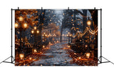 Halloween Enchanted Lantern Lit Pathway Backdrop RR7-358