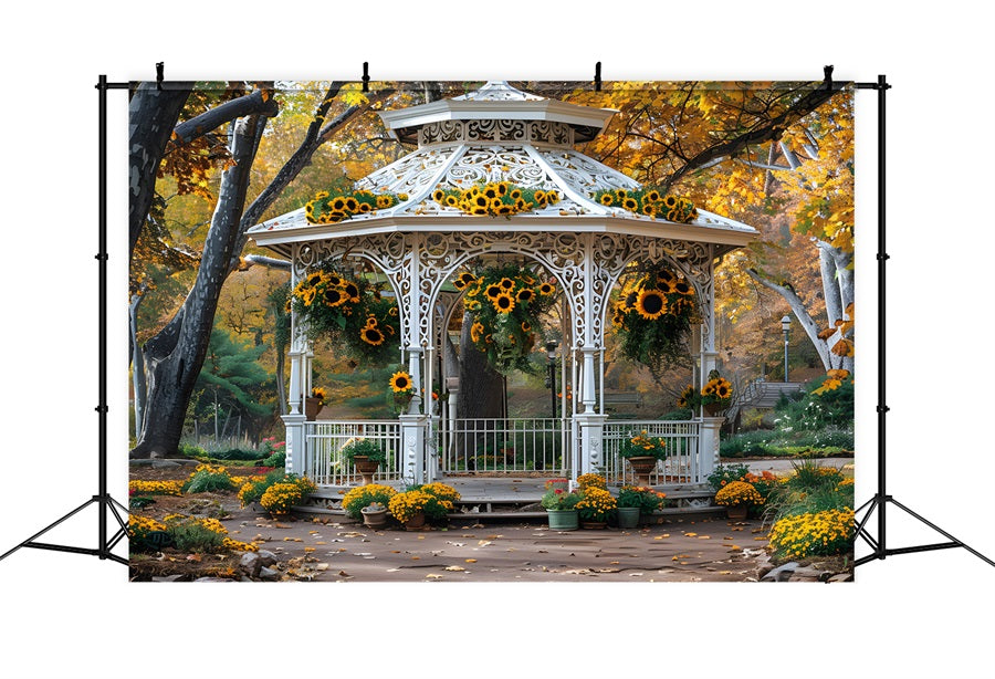 Autumn Sunflower Garden Gazebo Backdrop RR7-365