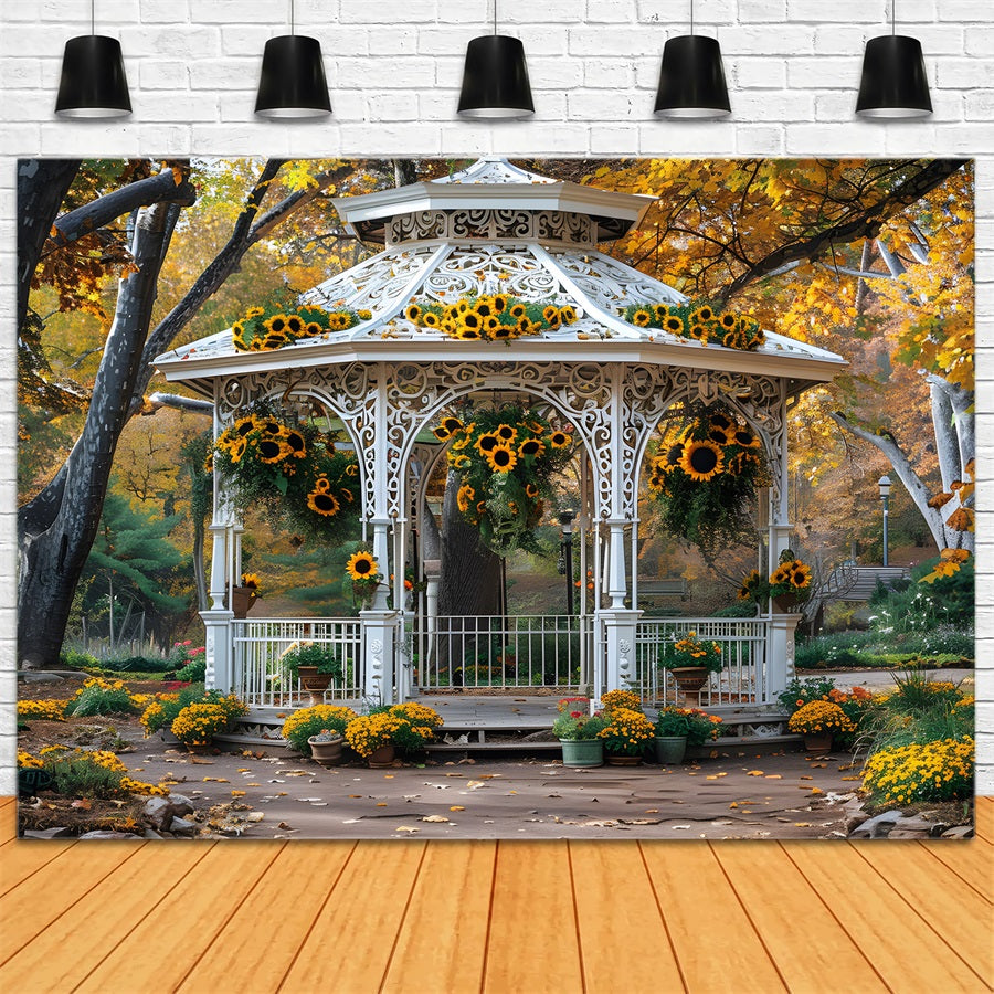 Autumn Sunflower Garden Gazebo Backdrop RR7-365