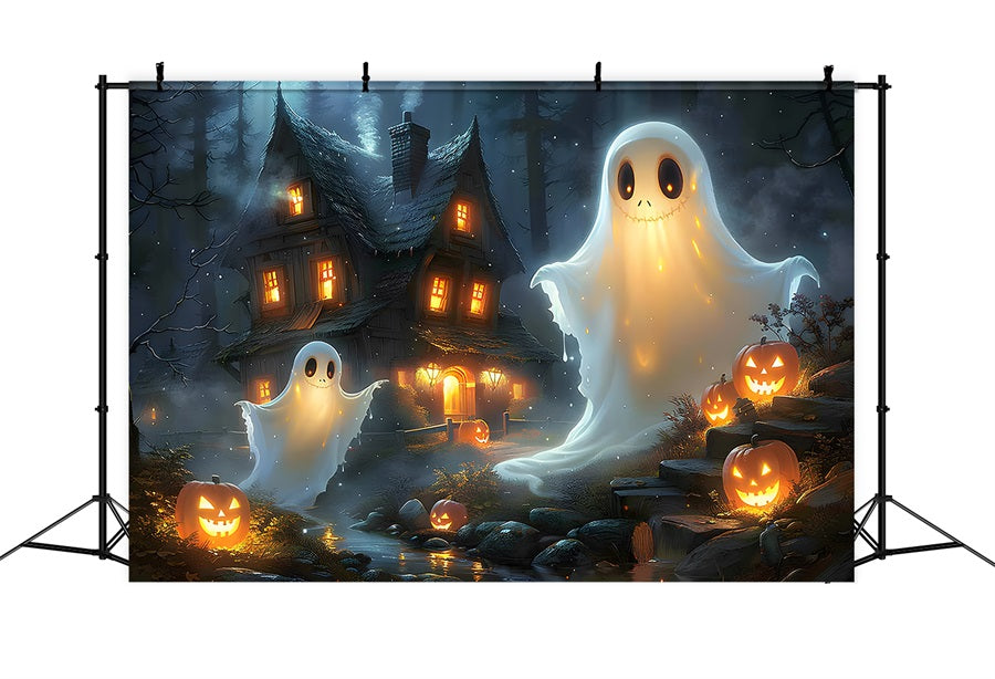 Halloween Ghostly Pumpkin Patch Backdrop RR7-367