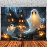 Halloween Ghostly Pumpkin Patch Backdrop RR7-367