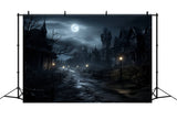 Spooky Halloween Moonlit Night Lamps Backdrop RR7-37